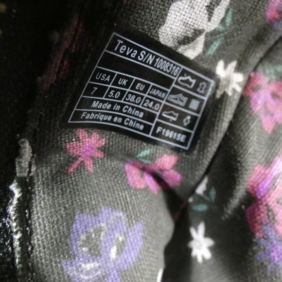 TEVA FOXY NUBUCK LEATHER ZIP BOOTS MID CALF STACKED HEEL RUBBER SOLE SZ 7 #631 - Picture 8 of 9